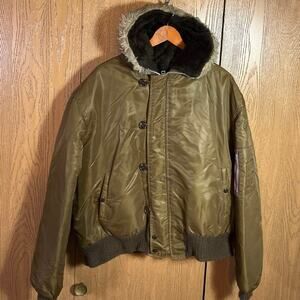 Antler Flight Jacket Vintage Men Hooded Brown Sz XL USA Retro Classic 70s 80s